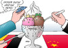 Cartoon: China (small) by Erl tagged china,deutschland,wirtschaft,handel,geld,menschenrechte,hongkong,schirm,eis,eisbecher,deko