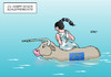 Cartoon: EU Kampf gegen Schlepperboote (small) by Erl tagged eu,europa,flüchtlinge,mittelmeer,schlepper,schleuser,boote,abschuss,militär,stier,politik,karikatur,erl