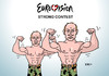 Cartoon: Eurovision Song Contest (small) by Erl tagged eurovision,song,contest,russland,wladimir,putin,ukraine,krise,konflikt,stärke,militär,parade,strong