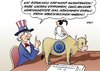 Cartoon: Freihandelsabkommen (small) by Erl tagged freihandelsabkommen,usa,eu,verhandlungen,freihandelszone,geheimdienste,skandal,überwachung,abhören,daten,datenschutz,uncle,sam,europa,stier