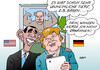 Cartoon: Merkel besucht Obama (small) by Erl tagged usa,geheimdienst,nsa,überwachung,abhöraffäre,smartphone,bundeskanzlerin,angela,merkel,besuch,präsident,barack,obama,freundschaft,ukraine,krise,russland,bär,putin,thema,wichtig,wanze,tiere