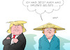 Cartoon: Merkel China Trump (small) by Erl tagged usa,präsident,donald,trump,rechtspopulismus,unberechenbarkeit,abschottung,egoismus,ernüchterung,eu,deutschland,bundeskanzlerin,angela,merkel,annäherung,china,handel,wirtschaft,klima,klimawandel,co2,begrenzung,erderwärmung,klimaabkommen,paris,karikatur,erl