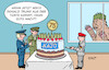 Cartoon: NATO (small) by Erl tagged politik,nato,75,jahre,bündnis,verteidigung,militär,bedrohung,außen,wladimir,putin,russland,krieg,angriff,überfall,ukraine,gefahr,innen,donald,trump,wahlsieg,usa,drohung,austritt,geburtstag,torte,karikatur,erl