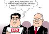 Cartoon: SPD Wahlprogramm (small) by Erl tagged spd,bundestagswahl,2013,programm,wahlprogramm,kanzlerkandidat,peer,steinbrück,fettnäpfchen,verbot,flächendeckend,sigmar,gabriel,vorsitzender