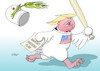 Cartoon: Trumps Nahost-Friedensplan (small) by Erl tagged politik,nahost,konflikt,israel,palästinenser,donald,trump,präsident,usa,ankündigung,friedensplan,rechtspopulismus,säbelrasseln,angeberei,verkleidung,friedenstaube,baseballschläger,karikatur,erl