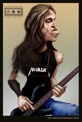 Cartoon: CLIFF BURTON (medium) by billfy tagged metallica,bass,guitar,rock,metal,music