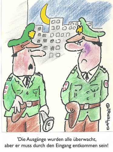 Cartoon: AUS UND EINGÄNGE (medium) by EASTERBY tagged police,watching,waiting