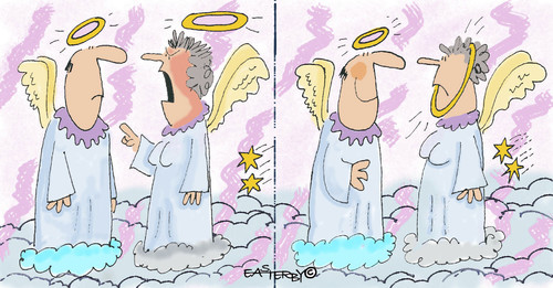 Cartoon: Even angels argue! (medium) by EASTERBY tagged arguing,angels,engel,himmel