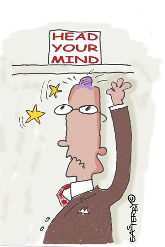 Cartoon: Head your mind (medium) by EASTERBY tagged signs,danger,warnings,kopf,beule