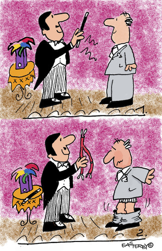 Cartoon: magic braces (medium) by EASTERBY tagged conjuror,magic,stage,theatre