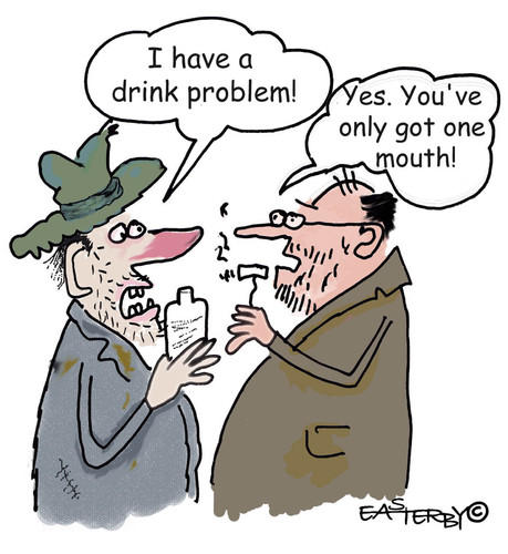 Cartoon: Only one mouth!!! (medium) by EASTERBY tagged alcohol,drinkproblems,alkohol,trinken,trinker,alkoholismus,problem,psyche,abhängigkeit,süchtig,sucht,alkoholiker