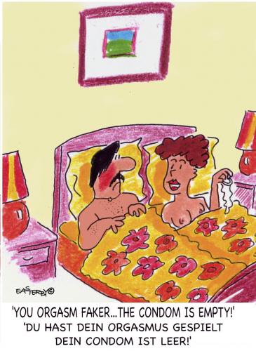 Cartoon: ORGASM FAKER (medium) by EASTERBY tagged orgasm,condom