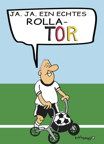 Cartoon: Rolla TOR (medium) by EASTERBY tagged senioren,rollatoren,füssball,senioren,rollatoren,füssball