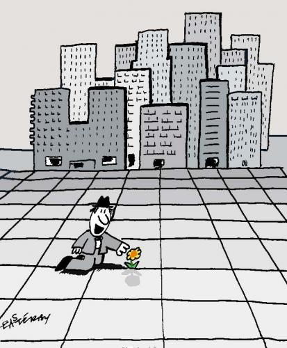 Cartoon: Sommer in the City (medium) by EASTERBY tagged city,grey,flowers