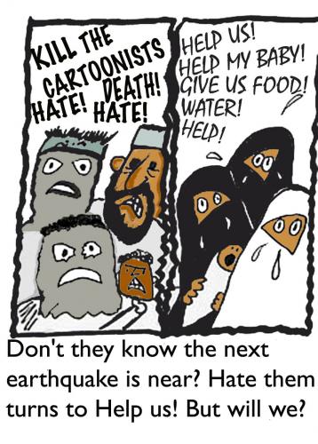 Cartoon: When will they ever learn (medium) by EASTERBY tagged hate,love,help,aid