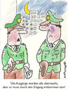 Cartoon: AUS UND EINGÄNGE (small) by EASTERBY tagged police watching waiting