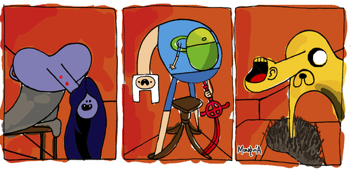 Cartoon: Adventure Time (medium) by Munguia tagged fan,art,francis,bacon,adventure,time,marceline,finn,jake,dog,human,three,studies,for,figures,at,the,base,of,crucifixion