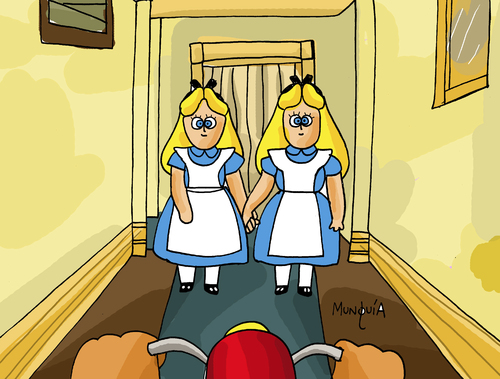 Cartoon: Double Alice (medium) by Munguia tagged shining,kubrick,stanley,twins,scary