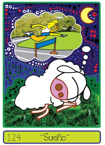 Cartoon: Dream (medium) by Munguia tagged munguia,calcamunguia,colibri,tarjeta,telefonica,phone,card,dream,sheep,oveja,running