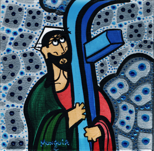 Cartoon: FB Jesus (medium) by Munguia tagged el,greco,cristo,con,la,cruz,christ,carrying,the,cross,famous,paintings,parodies,parody,spoof,cartoon