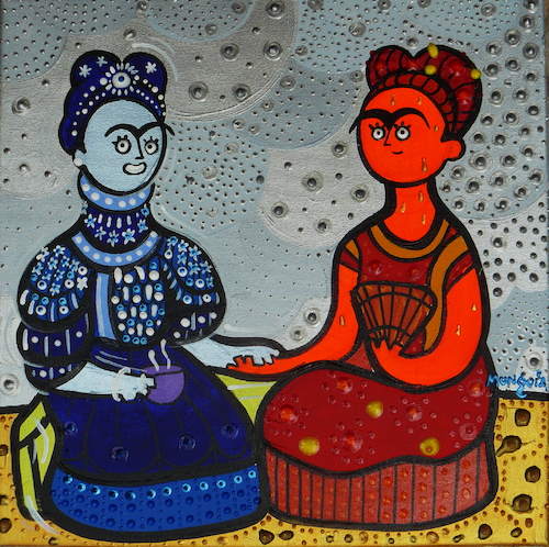 Cartoon: Fria Kahlo y Frida Calor (medium) by Munguia tagged cold,hot,frida,kahlo,famous,paintings,parodies,red,blue