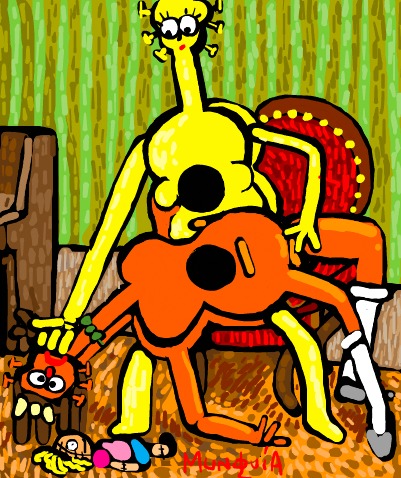 Cartoon: Guitar Lesson (medium) by Munguia tagged guitar,lesson,abuse,balthus,disturbing,allure,nope