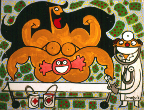 Cartoon: Happy Birth (medium) by Munguia tagged parto,alegre,art,for,all,munguia,payaso,birth,born,strong,woman,painter