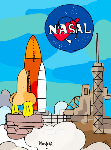 Cartoon: Nasal launch (medium) by Munguia tagged nasa,space,launch,nasal,rocket