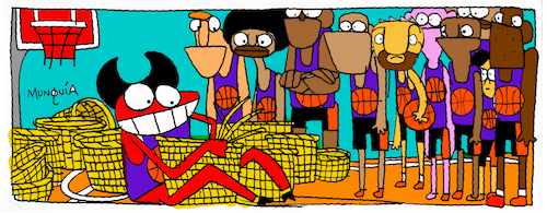 Cartoon: Pisuicas used to be a basket... (medium) by Munguia tagged basket,ball,trainer,pisuicas,pantys,comic,strip,tira,comica,costa,rica