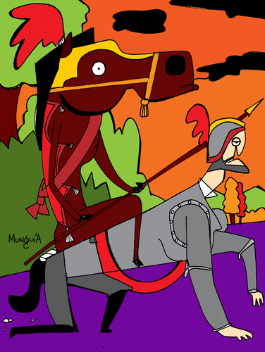 Cartoon: retrato equestre (medium) by Munguia tagged horse,tiziano,equestre,riding,animal