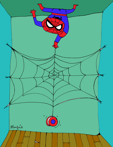 Cartoon: Spiderman Yoyo (medium) by Munguia tagged spiderman,yoyo,web,playing,marvel,comics,munguia,costa,rica,humor,grafico,caricatura,cartoon,toon,espaiderman