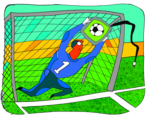 Cartoon: TV portero (medium) by Munguia tagged soccer,futbol,sports,munguia,costa,rica,world,cup,tv,television,broadcast,cable
