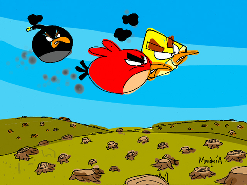 Cartoon: Why Angry Birds? (medium) by Munguia tagged angry,birds,video,games,nature,ipod,pc,munguia,cartoon,costa,rica