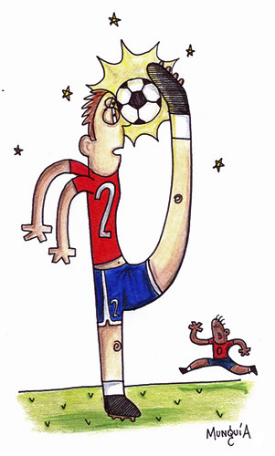 Cartoon: worst soccer player ever (medium) by Munguia tagged futball,soccer,world,cup,munguia,globo,ballon,ball,sports,mistake,wrong,foul,autofoul,silly