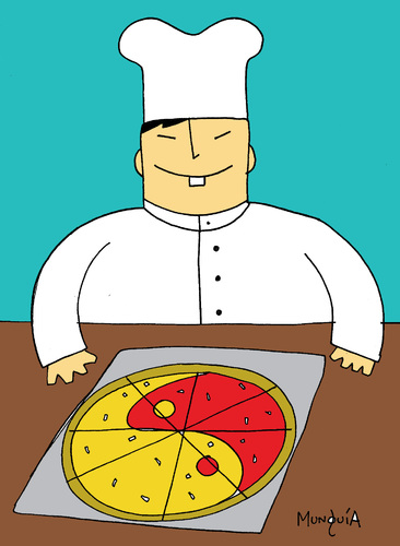 Cartoon: Yin Yang Pizza (medium) by Munguia tagged pizzapitch,yin,yang,pizza,chef,oriental
