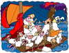 Cartoon: American Dream (small) by Munguia tagged de la croix eugene medusa sheeps american dream sail boat balsero