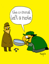 Cartoon: The Criminal left a note (small) by Munguia tagged sherlock,holmes,detective,lupa,note,music,musical
