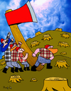 Cartoon: The rise of the axe (small) by Munguia tagged munguia sad iwo jima bad wrong axe lumberjack lumber woods tree costa rica cartoon caricatura humor grafico calcamunguias parody parodies rise of the flag