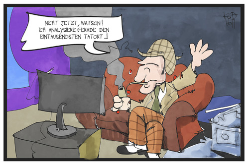 Cartoon: 1000 x Tatort (medium) by Kostas Koufogiorgos tagged karikatur,koufogiorgos,illustration,cartoon,tatort,sherlock,homes,john,watson,fernsehen,ard,krimi,jubiläum,karikatur,koufogiorgos,illustration,cartoon,tatort,sherlock,homes,john,watson,fernsehen,ard,krimi,jubiläum