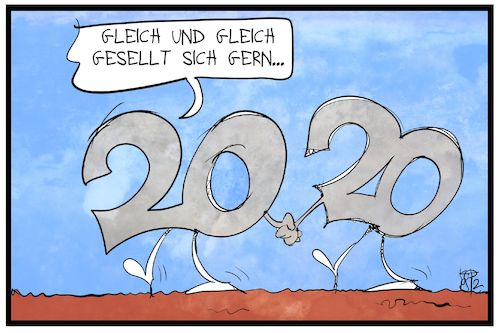 Cartoon: 2020 (medium) by Kostas Koufogiorgos tagged karikatur,koufogiorgos,illustration,cartoon,2020,gleich,ähnlich,jahreswechsel,silvester,karikatur,koufogiorgos,illustration,cartoon,2020,gleich,ähnlich,jahreswechsel,silvester