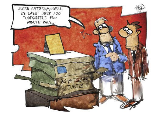 Cartoon: Ägypten (medium) by Kostas Koufogiorgos tagged karikatur,koufogiorgos,illustration,cartoon,aegypten,todesurteil,kopierer,prozess,justiz,gericht,politik,islamismus,karikatur,koufogiorgos,illustration,cartoon,aegypten,todesurteil,kopierer,prozess,justiz,gericht,politik,islamismus