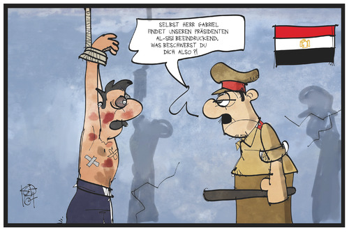 Cartoon: Ägypten (medium) by Kostas Koufogiorgos tagged karikatur,koufogiorgos,illustration,cartoon,al,sisi,aegypten,praesident,folter,gefängnis,wärter,polizei,militaer,gabriel,menschnrecht,menschenwuerde,karikatur,koufogiorgos,illustration,cartoon,al,sisi,aegypten,praesident,folter,gefängnis,wärter,polizei,militaer,gabriel,menschnrecht,menschenwuerde