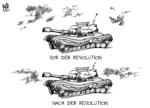 Cartoon: Ägyptische Revolution (medium) by Kostas Koufogiorgos tagged ägypten,mubarak,mursi,revolution,frühling,panzer,militär,protest,armee,karikatur,kostas,koufogiorgos,ägypten,mubarak,mursi,revolution,frühling,panzer,militär,protest,armee,karikatur,kostas,koufogiorgos