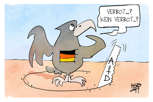 Cartoon: AfD-Verbot (medium) by Kostas Koufogiorgos tagged karikatur,koufogiorgos,afd,bundesadler,partei,verbot,karikatur,koufogiorgos,afd,bundesadler,partei,verbot