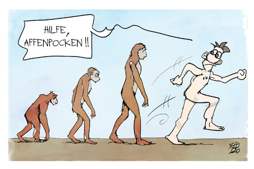 Cartoon: Affenpocken (medium) by Kostas Koufogiorgos tagged karikatur,koufogiorgos,affenpocken,entwicklung,darwin,karikatur,koufogiorgos,affenpocken,entwicklung,darwin