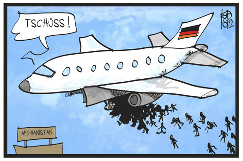 Cartoon: Afghanistan (medium) by Kostas Koufogiorgos tagged karikatur,koufogiorgos,illustration,cartoon,afghanistan,flugzeug,abschiebung,asyl,rückführung,bundeswehr,abwerfen,ballast,asylpolitik,karikatur,koufogiorgos,illustration,cartoon,afghanistan,flugzeug,abschiebung,asyl,rückführung,bundeswehr,abwerfen,ballast,asylpolitik