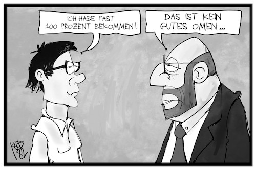 Cartoon: AKK-Wahl (medium) by Kostas Koufogiorgos tagged karikatur,koufogiorgos,illustration,cartoon,akk,kramp,karrenbauer,schulz,cdu,spd,generalsekretärin,partei,amt,politik,omen,schicksal,karikatur,koufogiorgos,illustration,cartoon,akk,kramp,karrenbauer,schulz,cdu,spd,generalsekretärin,partei,amt,politik,omen,schicksal