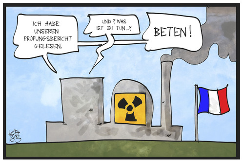 Cartoon: AKW-Sicherheit (medium) by Kostas Koufogiorgos tagged karikatur,koufogiorgos,illustration,cartoon,akw,atomkraft,mangel,gau,nuklear,energie,sicherheit,pruefbericht,umwelt,frankreich,karikatur,koufogiorgos,illustration,cartoon,akw,atomkraft,mangel,gau,nuklear,energie,sicherheit,pruefbericht,umwelt,frankreich