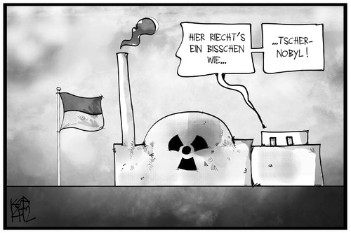 Cartoon: AKW-Störfall (medium) by Kostas Koufogiorgos tagged koufogiorgos,karikatur,illustration,cartoon,stoerfall,unfall,akw,atomkraft,ukraine,tschernobyl,energie,nuklear,umwelt,karikatur,koufogiorgos,illustration,cartoon,stoerfall,unfall,akw,atomkraft,ukraine,tschernobyl,energie,nuklear,umwelt