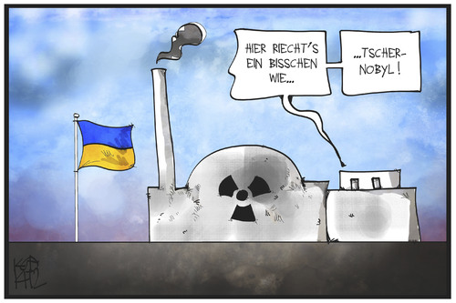 Cartoon: AKW-Störfall (medium) by Kostas Koufogiorgos tagged karikatur,koufogiorgos,illustration,cartoon,stoerfall,unfall,akw,atomkraft,ukraine,tschernobyl,energie,nuklear,umwelt,karikatur,koufogiorgos,illustration,cartoon,stoerfall,unfall,akw,atomkraft,ukraine,tschernobyl,energie,nuklear,umwelt